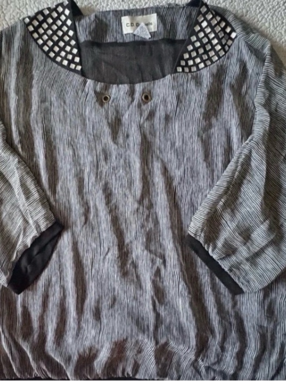 C.D. Daniels Striped Studded Tunic Blouse